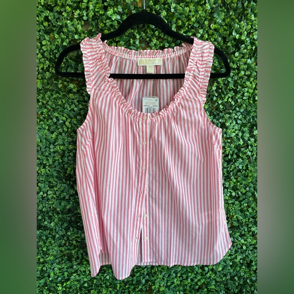 Michael Kors | Sleeveless Button Up Blouse W/ Stripes - NWT - Picture 2 of 8